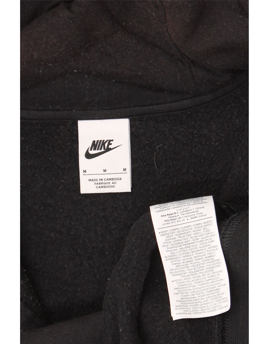 Мужской свитер с капюшоном на молнии Nike среднего размера, черный, хлопок
