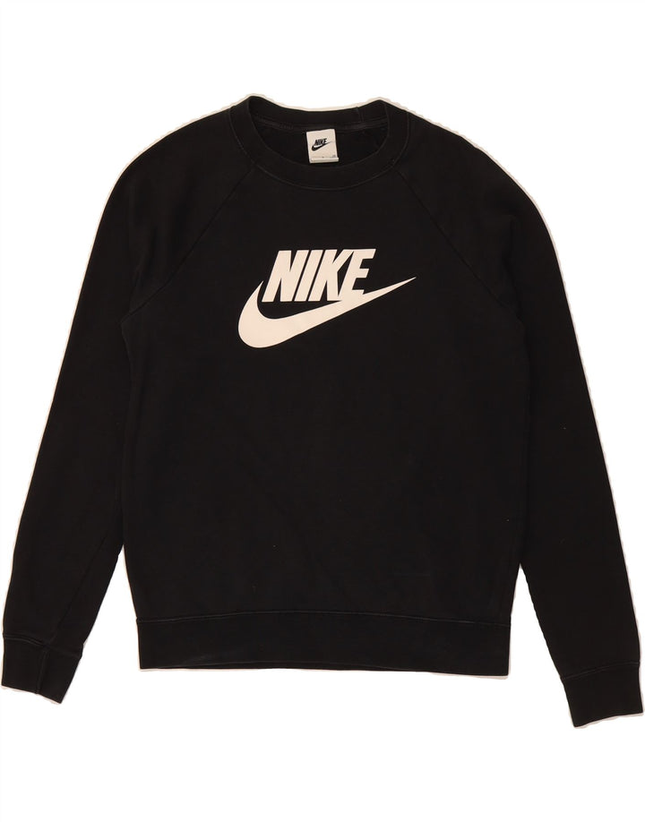 NIKE Womens Oversized Graphic Sweatshirt Jumper UK 10 Small Black Cotton Vintage Nike and Second-Hand Nike from Messina Hembry 