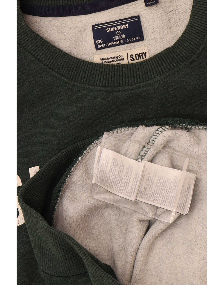 Мужской свитшот с рисунком Superdry, большой зеленый хлопковый джемпер