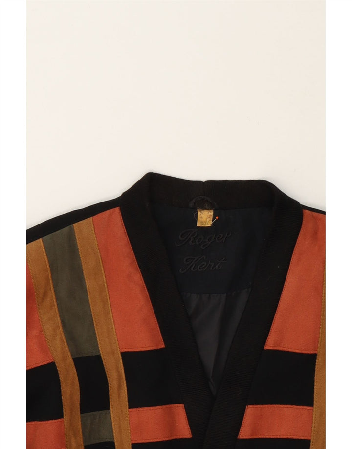 ROGER KENT Womens Bomber Jacket UK 18 XL Black Striped Polyester Vintage Roger Kent and Second-Hand Roger Kent from Messina Hembry 