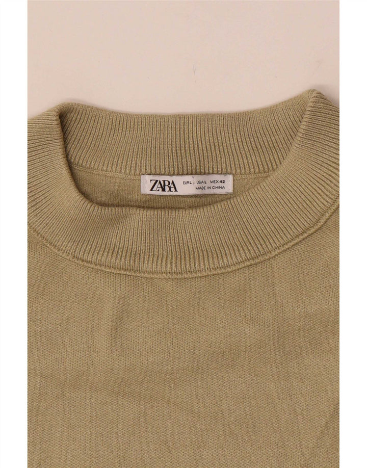 Мужской джемпер с круглым вырезом Zara, большой хаки