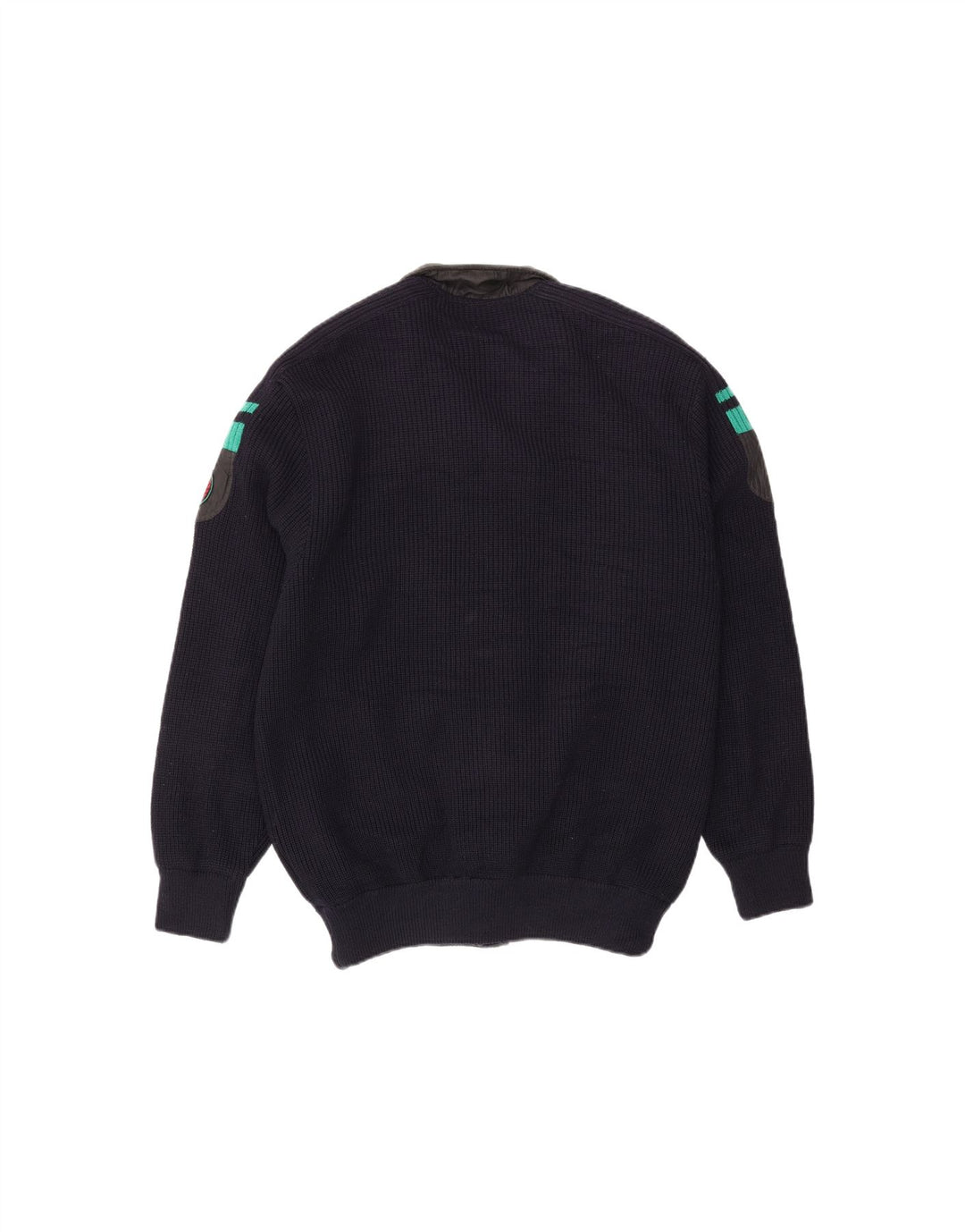 NAVIGARE Mens Knit Bomber Jacket UK 40 Large Navy Blue Wool
