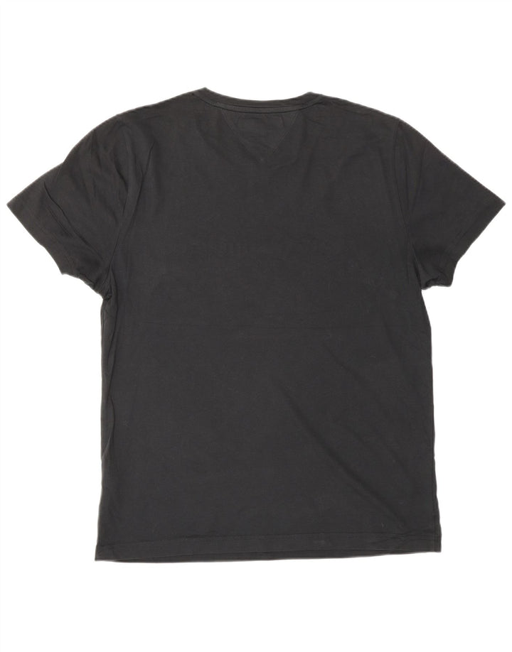 Tommy Hilfiger Мужская футболка с рисунком Топ среднего размера, черный хлопок