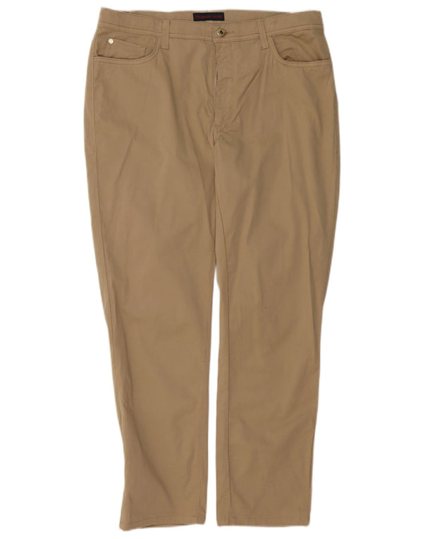 TRUSSARDI Womens Slim Casual Trousers IT 49 XL W35 L28 Brown Cotton