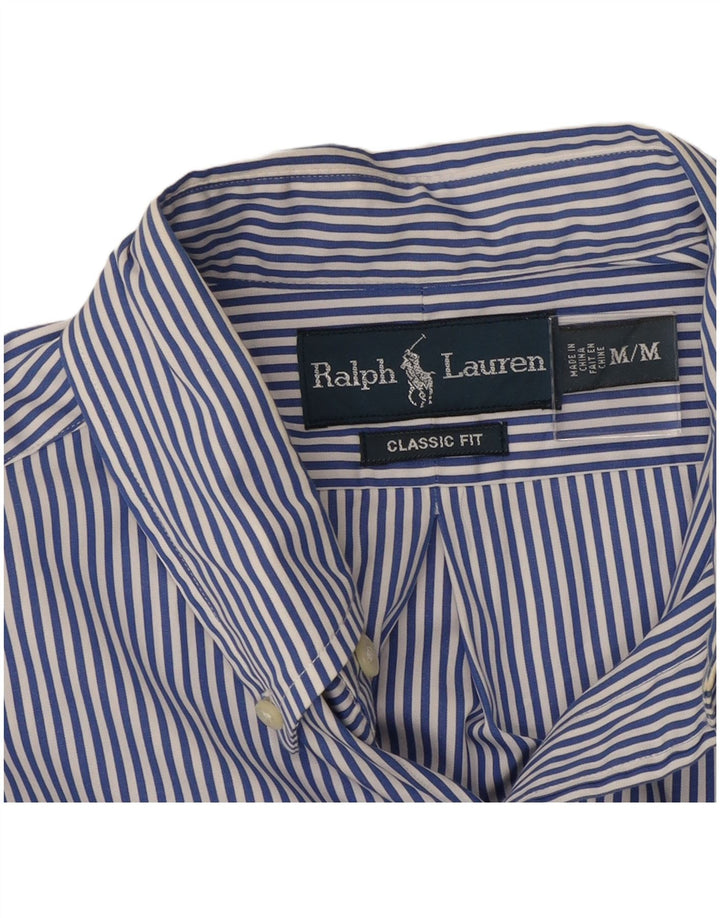 Мужская рубашка классического кроя Ralph Lauren в тонкую полоску среднего синего цвета