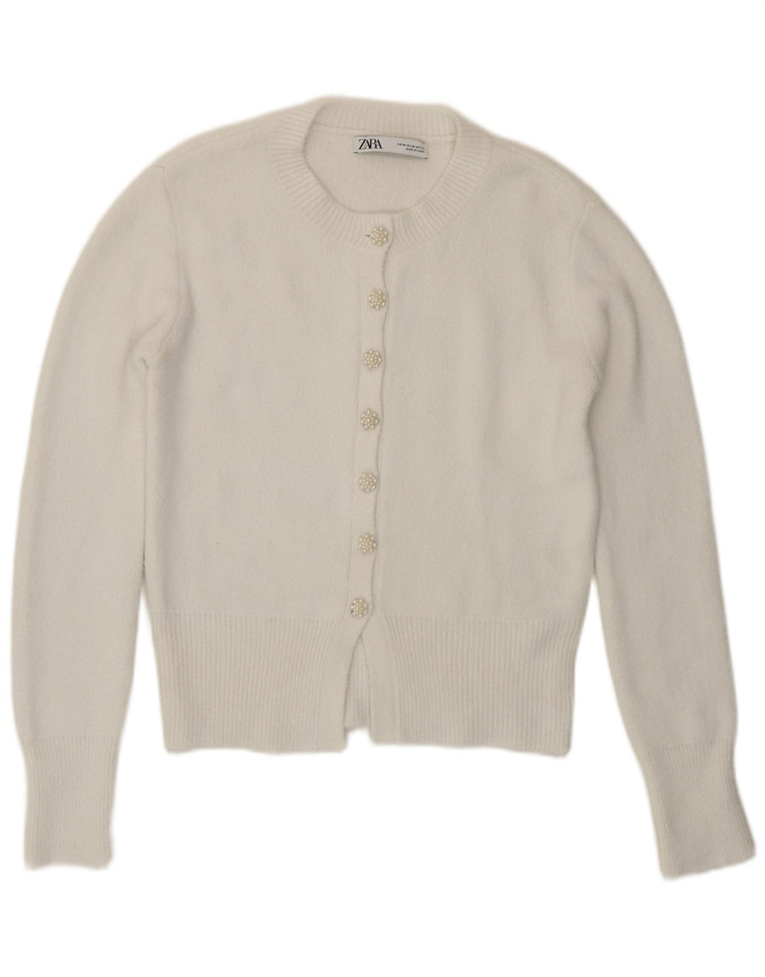 Женский кардиган Zara UK 12, средний белый полиамид