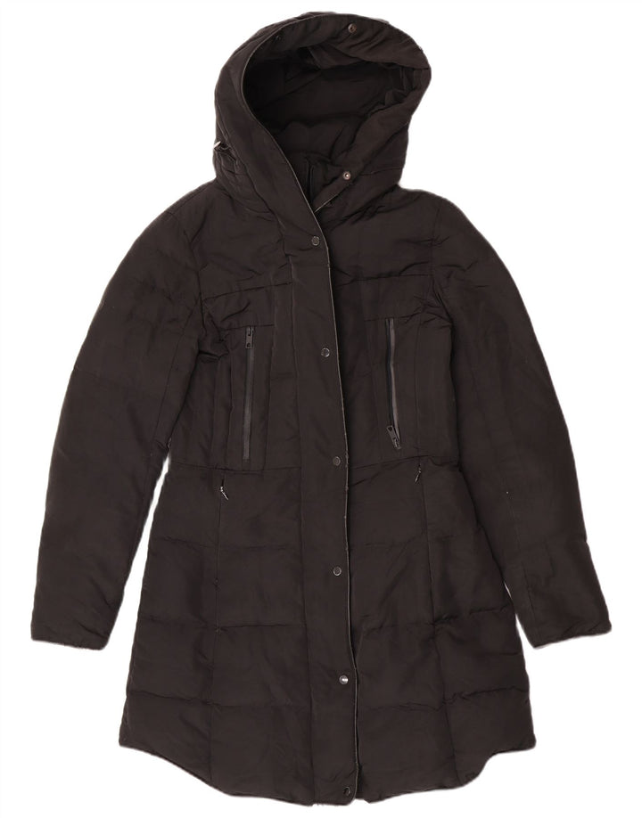 Женское пуховое пальто с капюшоном Zara UK 14, средний черный