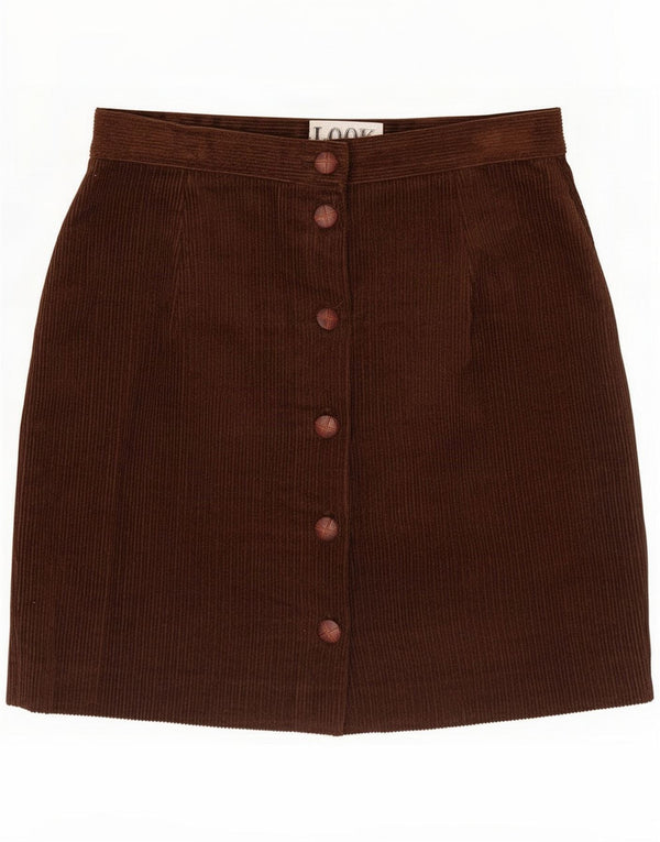 Vintage Womens High Waist Corduroy Skirt IT 48 XL W32 Brown Cotton
