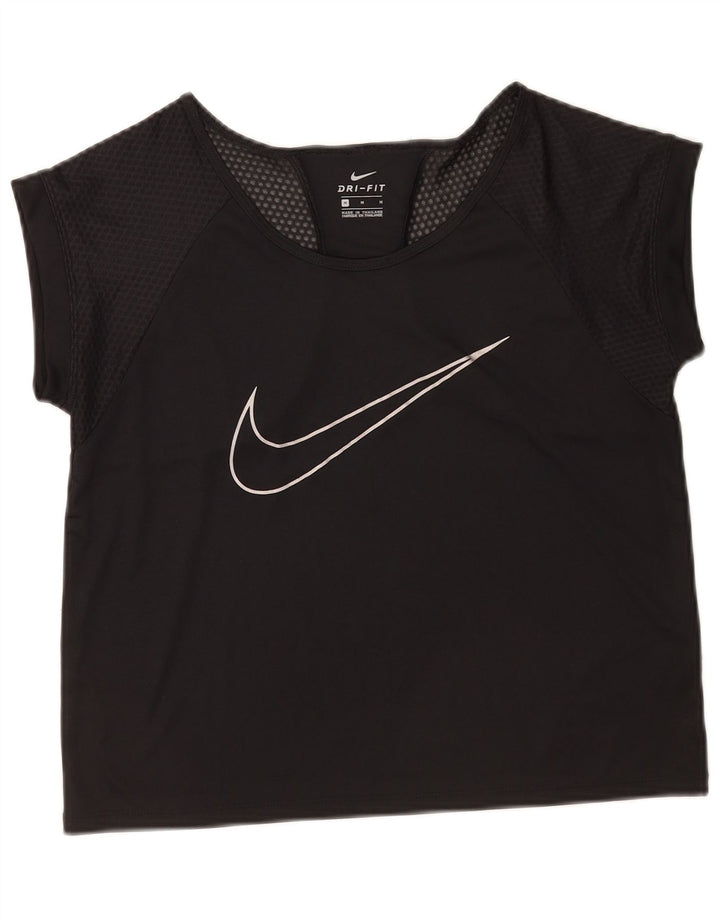 Женская футболка Nike Dri Fit с графикой Top UK 14, средний черный полиэстер
