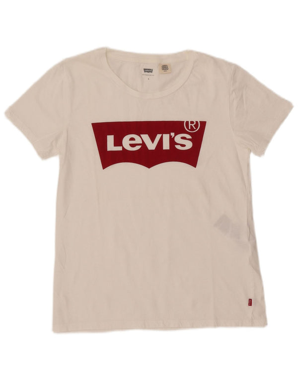 Женская футболка с рисунком LEVI'S Top UK 10, маленькая, белый хлопок