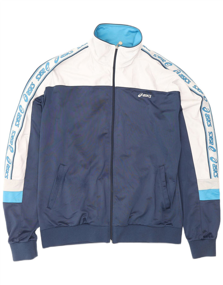 Мужской спортивный костюм Asics с графическим рисунком, большая куртка темно-синего цвета с цветными блоками
