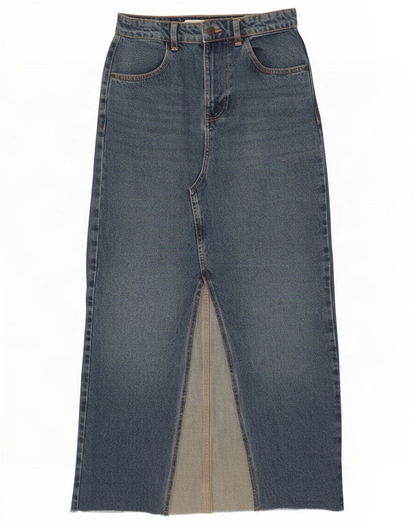 Женская джинсовая юбка миди Zara, маленькая, W26, синяя, хлопок