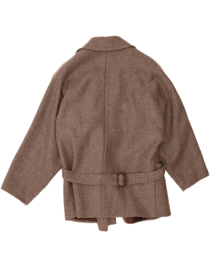 Винтажное женское пальто IT 44 Medium Brown Chevron Wool