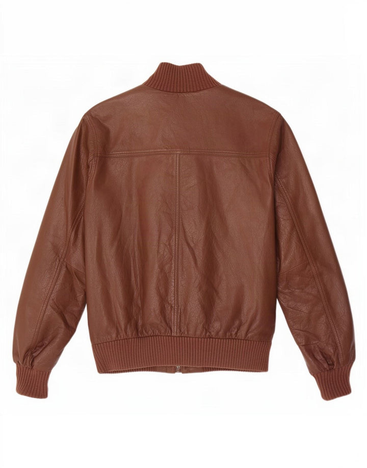 Мужская кожаная куртка-бомбер Timberland UK 38 Средний Коричневый