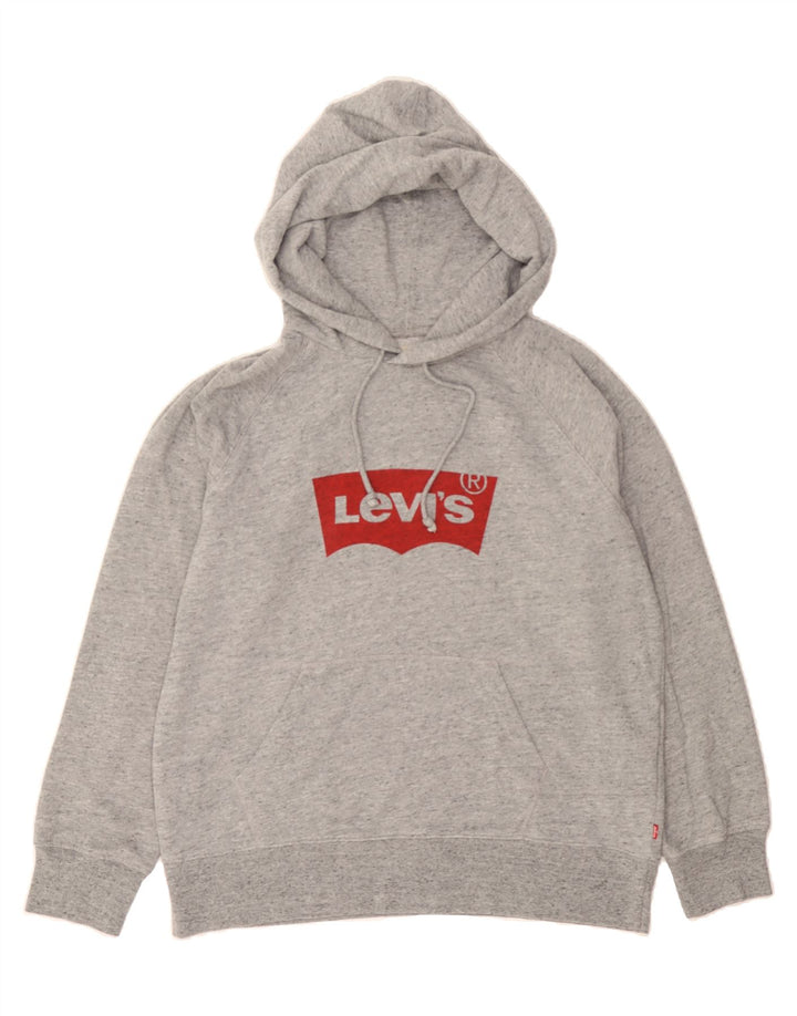 LEVI'S Mens Graphic Hoodie Jumper Medium Grey Flecked Cotton Vintage Levi's and Second-Hand Levi's from Messina Hembry 
