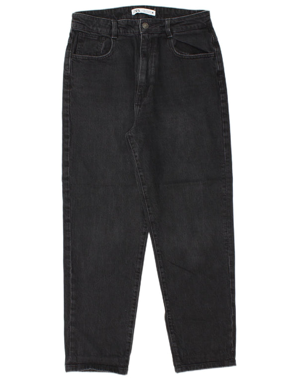 Женские зауженные джинсы Zara с высокой талией EU 42, большие W32 L27, черный хлопок