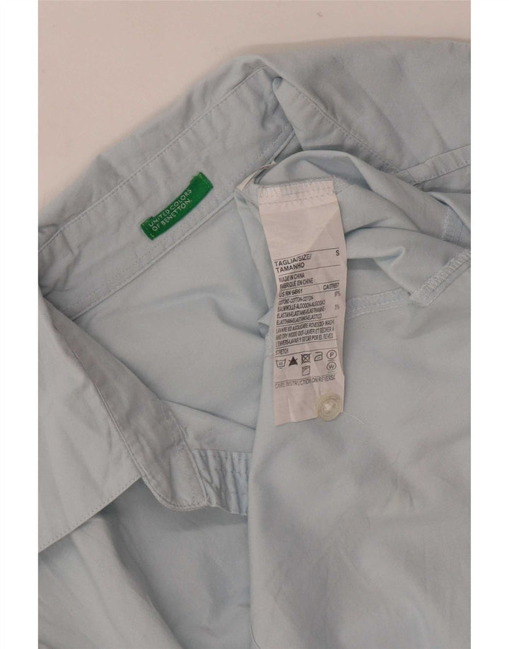 Женская пуловерная рубашка Benetton UK 10, маленькая, синяя, хлопок