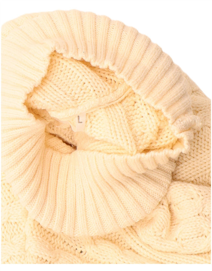 Винтажный мужской свитер с высоким воротником, большой бежевый