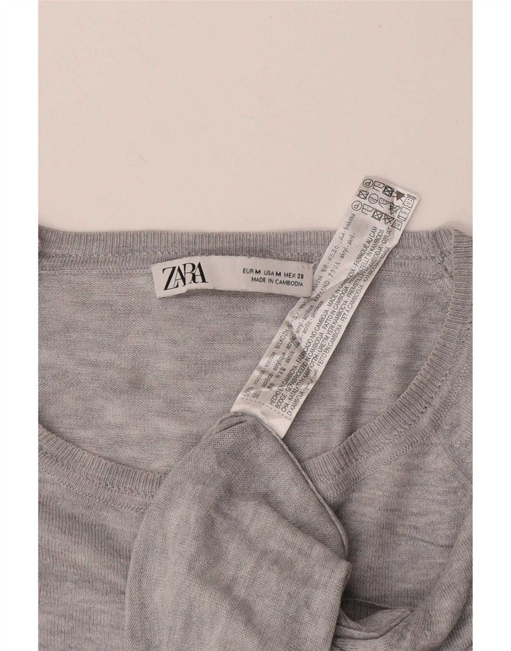 Женская блузка свободного кроя Zara UK 14, вискоза среднего серого цвета