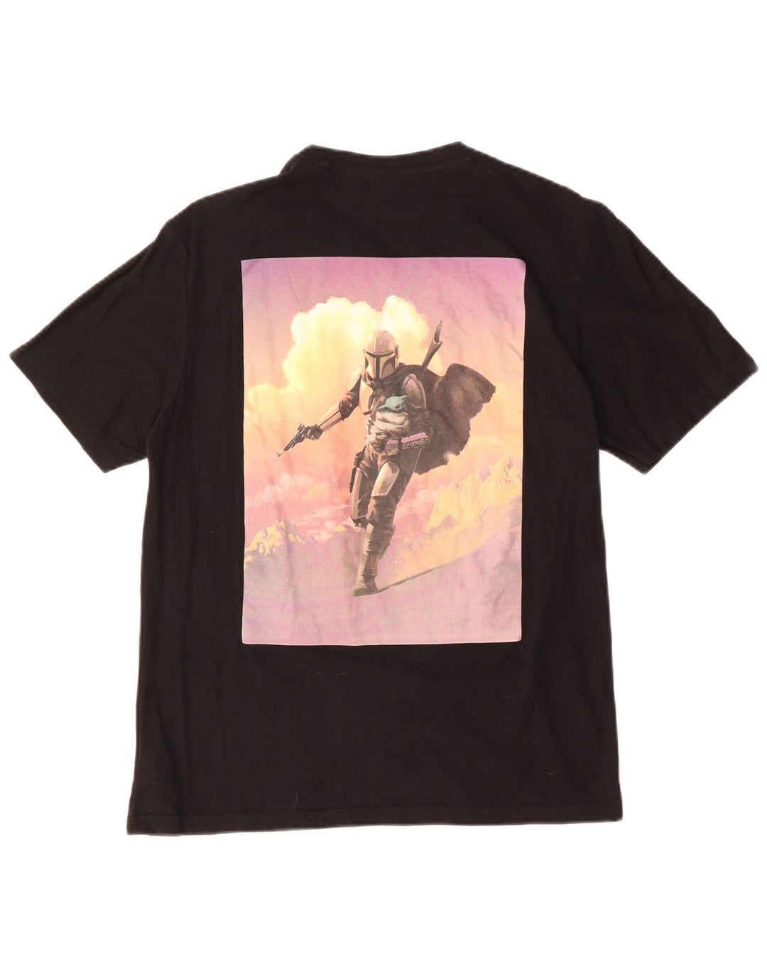 Мужская футболка с рисунком Pull & Bear, хлопковый топ среднего размера, черный