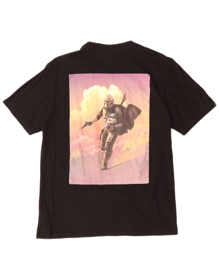 Мужская футболка с рисунком Pull & Bear, хлопковый топ среднего размера, черный