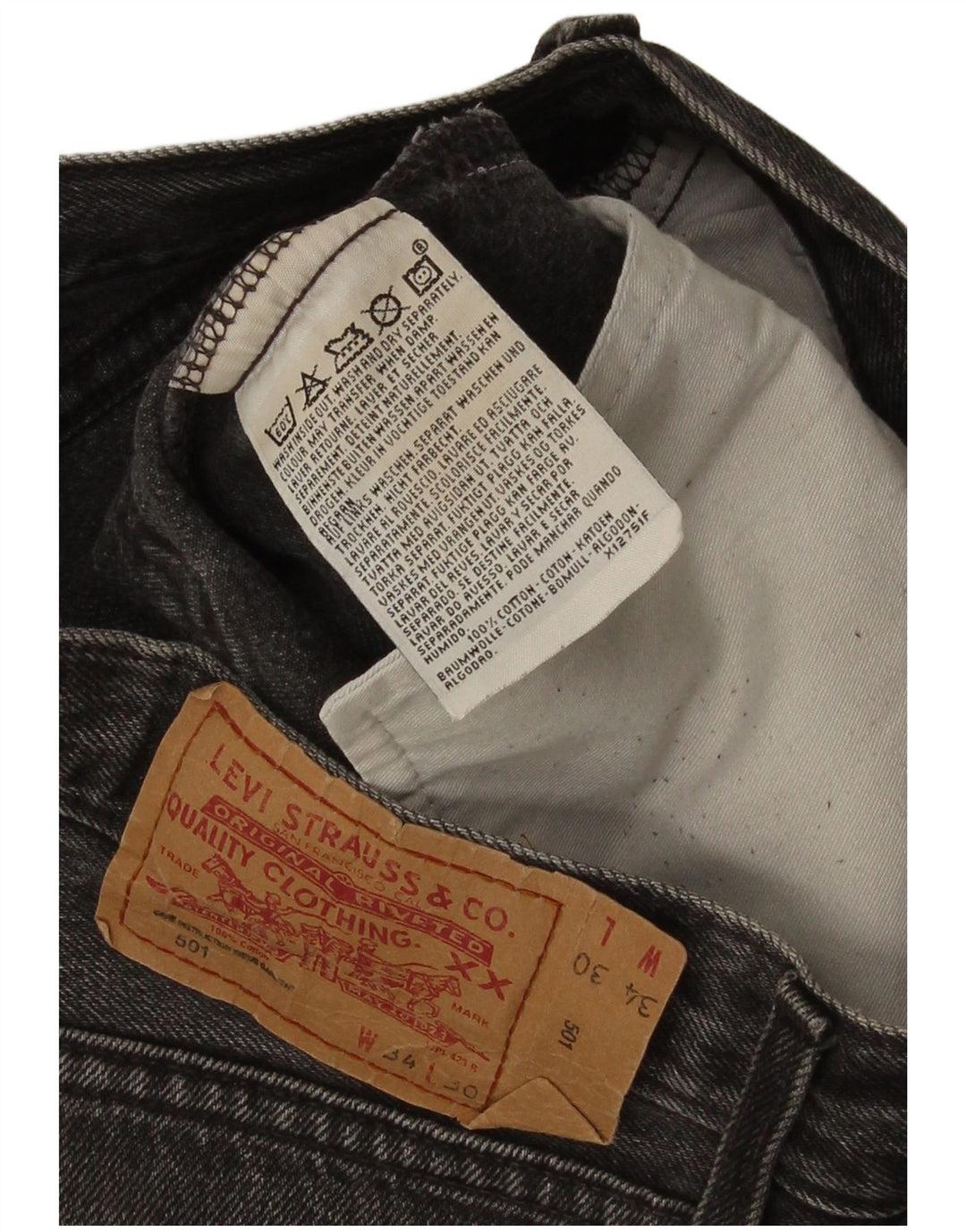 Мужские прямые джинсы Levi's 501 W34 L30 серые, хлопок