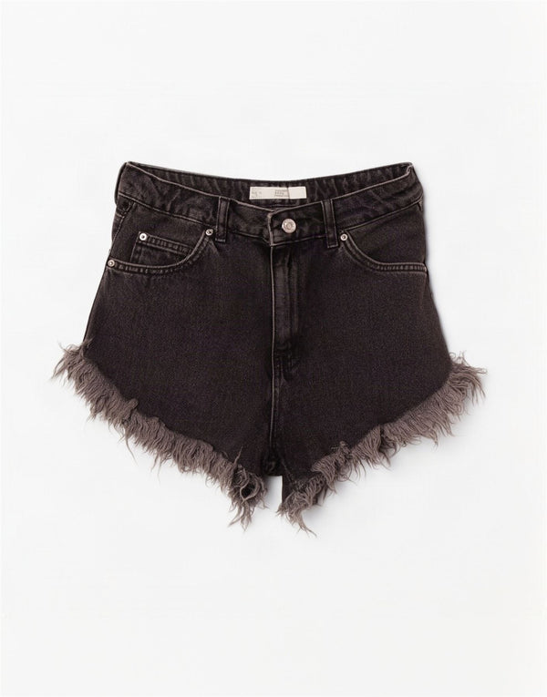 Topshop Женские джинсовые шорты с завышенной талией UK 12 Medium W28 Серые