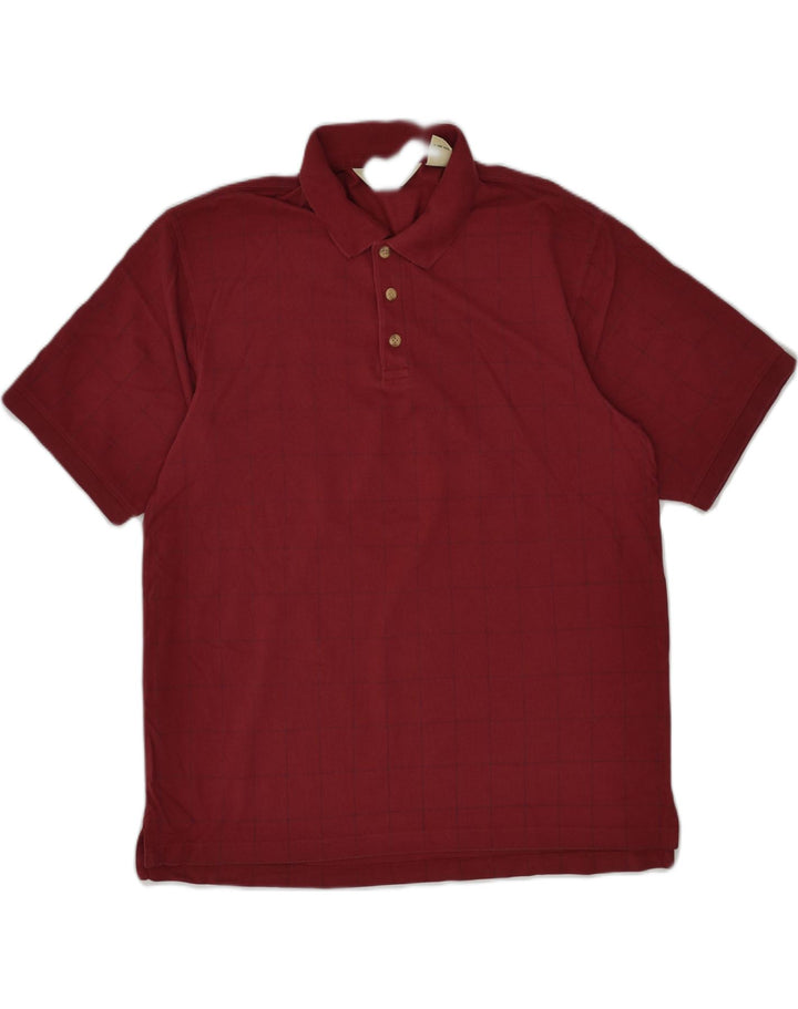 EDDIE BAUER Mens Polo Shirt Medium Burgundy Check Cotton | Vintage Eddie Bauer | Thrift | Second-Hand Eddie Bauer | Used Clothing | Messina Hembry 