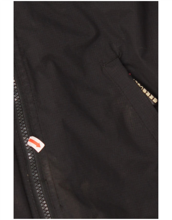 SUPERDRY Womens Windcheater Hooded Rain Jacket UK 10 Small Black Nylon