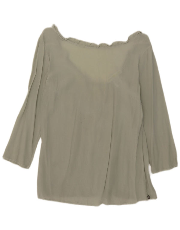 Ottod'Ame Womens 3/4 Sleeve Blouse Top UK 10 Small Green Silk
