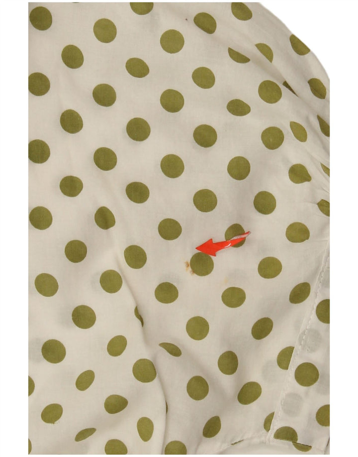 Benetton Женская Блузка-Рубашка с Коротким Рукавом IT 44 Средний Белый В Горошек