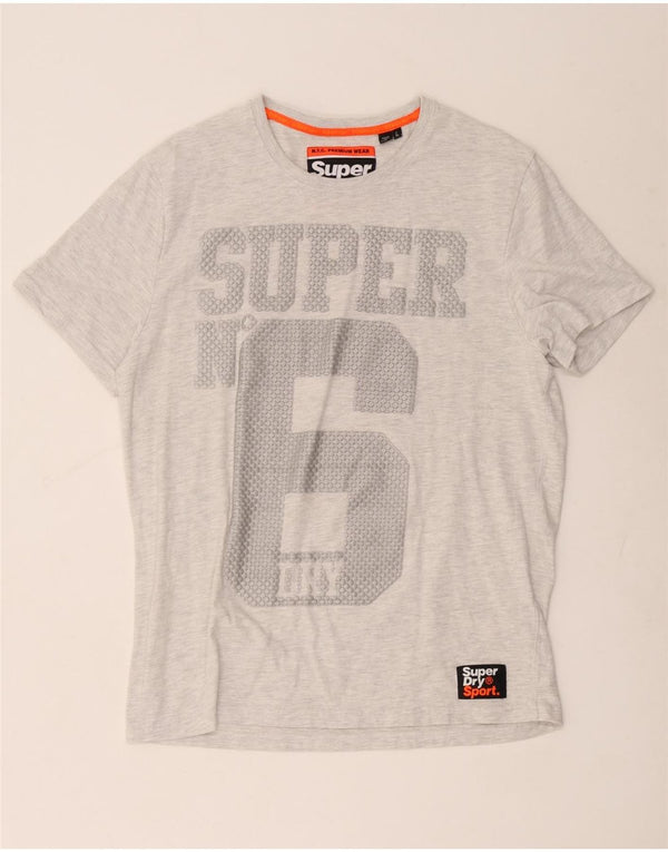 Мужская футболка с рисунком Superdry, топ 2XL, серый хлопок с крапинками