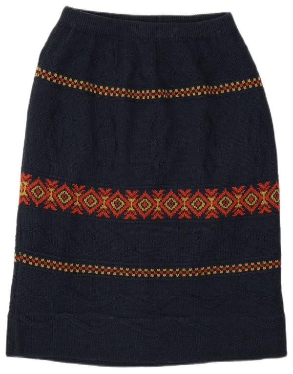 Винтажная женская юбка-миди W28, средний темно-синий аргайл/бриллиант