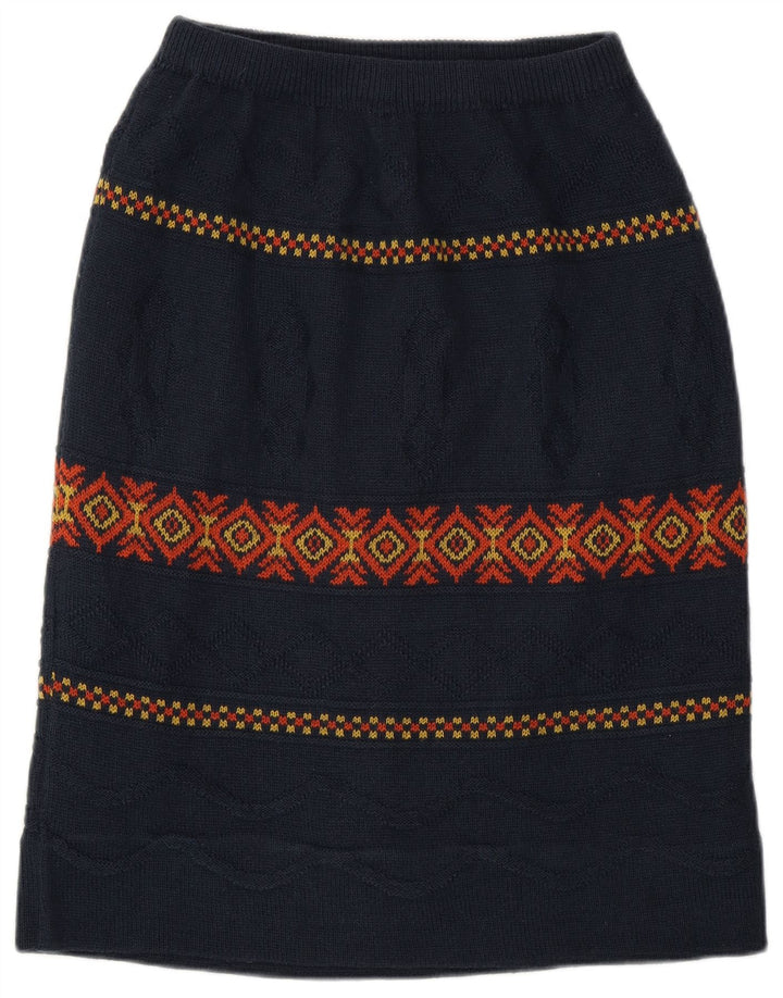 Винтажная женская юбка-миди W28, средний темно-синий аргайл/бриллиант