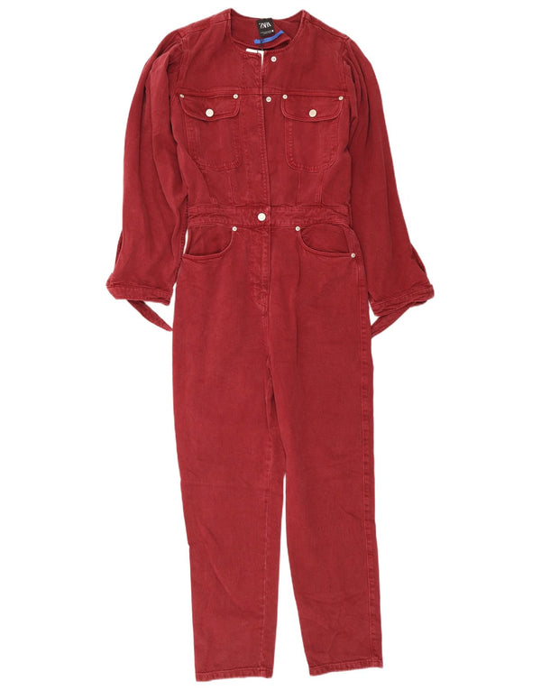 Женский джинсовый комбинезон оверсайз Zara UK 6 XS, красный хлопок, 80-е