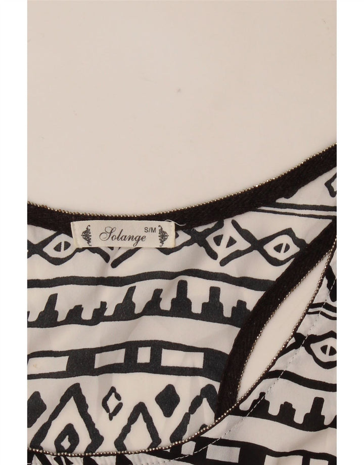 SOLANGE Womens Vest Top UK 10 Small White Geometric