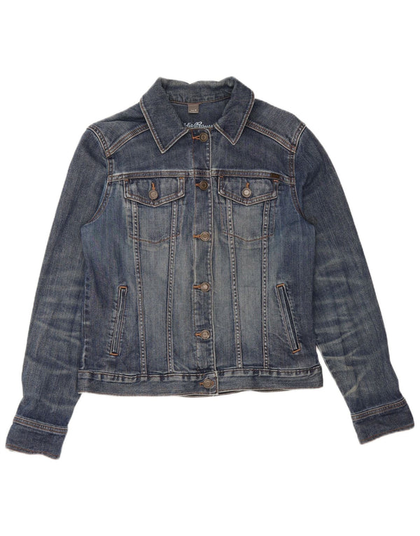 Женская джинсовая куртка Eddie Bauer UK 14, хлопок среднего синего цвета