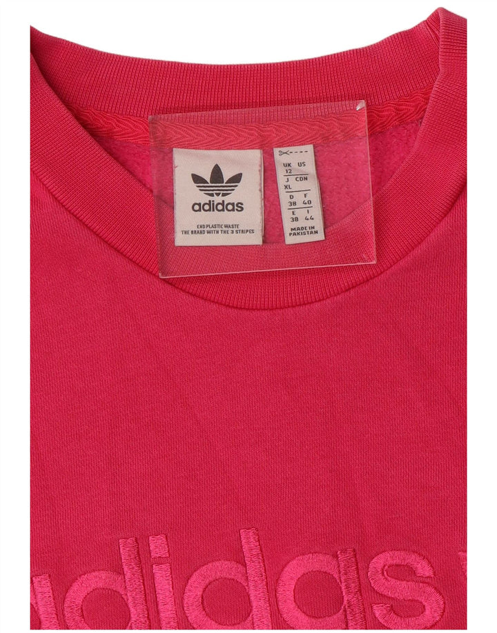 Женский джемпер оверсайз с рисунком Adidas UK 12, средний розовый