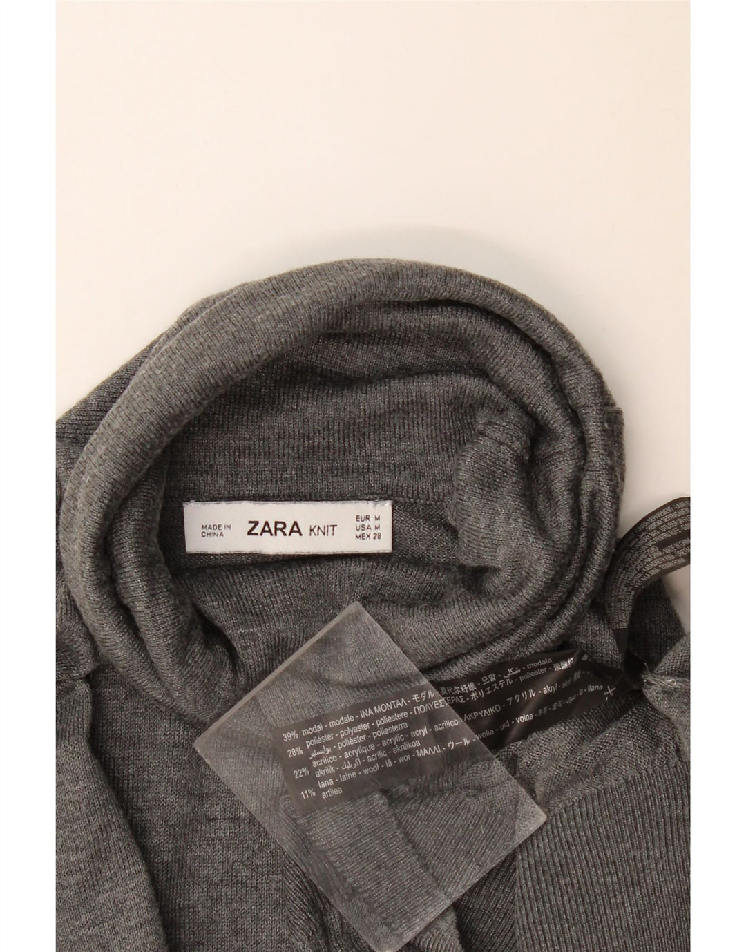 Женский джемпер с высоким воротником Zara UK 14, средний серый модал