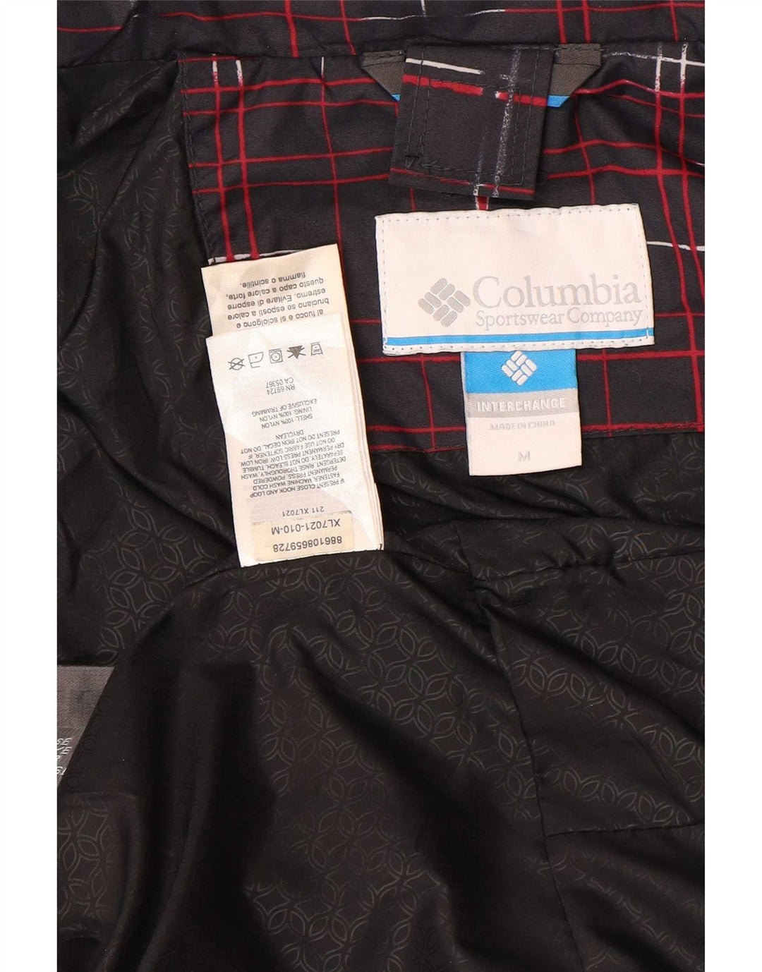 Женская дождевик с капюшоном Columbia Interchange UK 14, средний черный в клетку