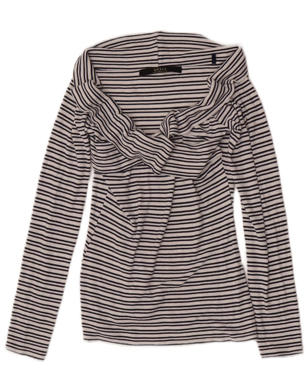 Женский укороченный топ с открытыми плечами Guess UK 4 XS, темно-синий в полоску