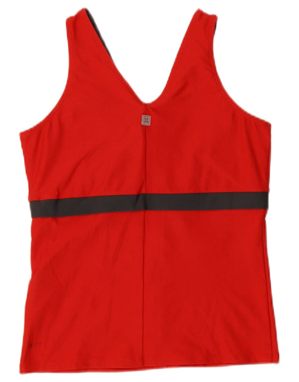 Nike Womens Dri Fit Vest Top UK 14/16 Large Red Colourblock Polyester