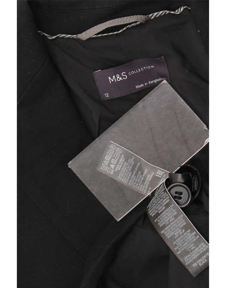 Женский пиджак на 2 пуговицах Marks & Spencer UK 12, средний черный полиэстер