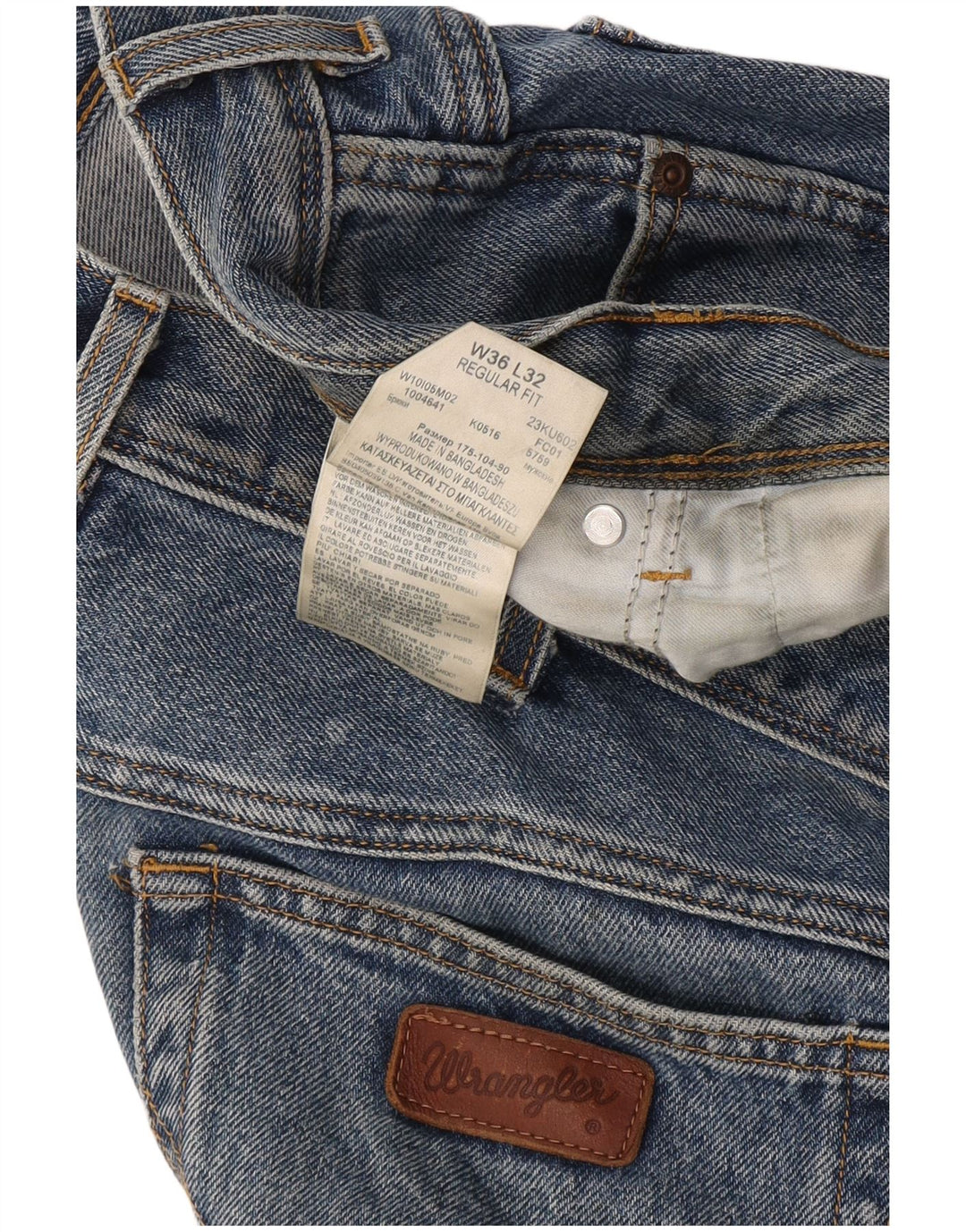 Мужские прямые джинсы Wrangler стандартного кроя W36 L32, синие, хлопок