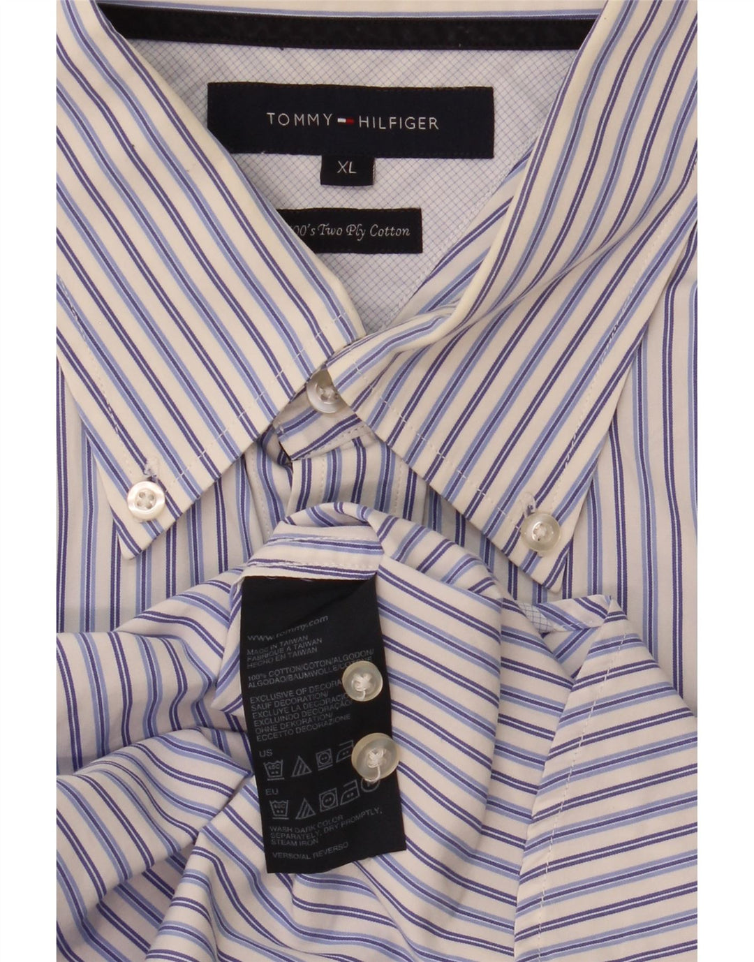 Мужская рубашка Tommy Hilfiger XL из хлопка в синюю полоску