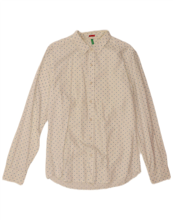 BENETTON Mens Slim Shirt Medium White Floral