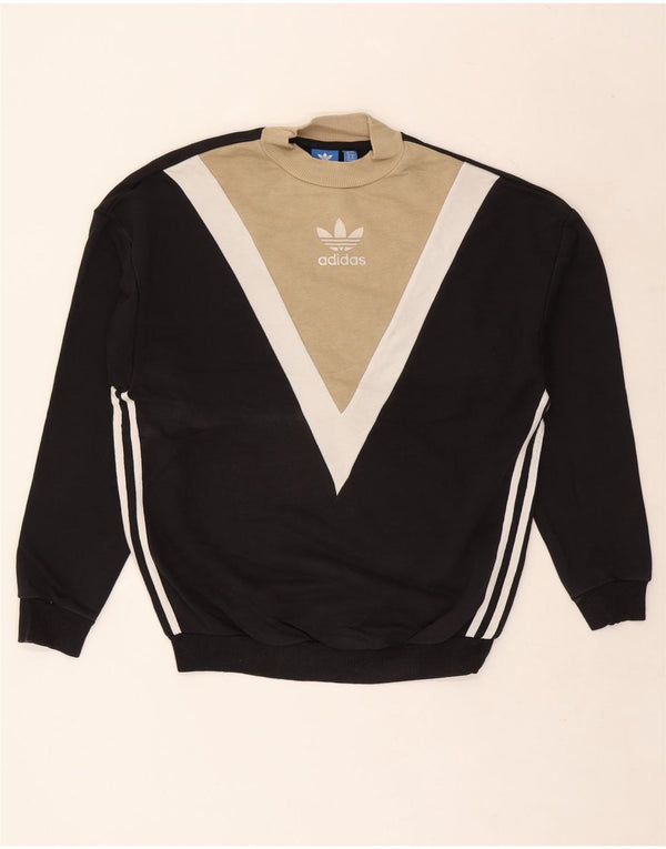 Женский свитер с рисунком Adidas UK 12, средний черный, цветной блок