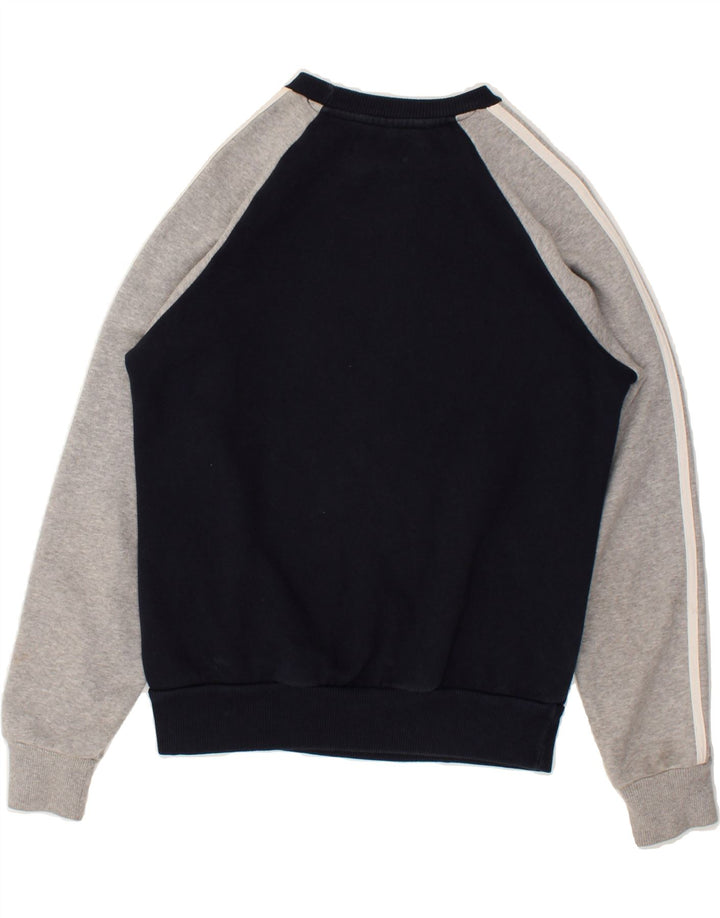 ADIDAS Boys Graphic Sweatshirt Jumper 12-13 Years Navy Blue Colourblock | Vintage Adidas | Thrift | Second-Hand Adidas | Used Clothing | Messina Hembry 