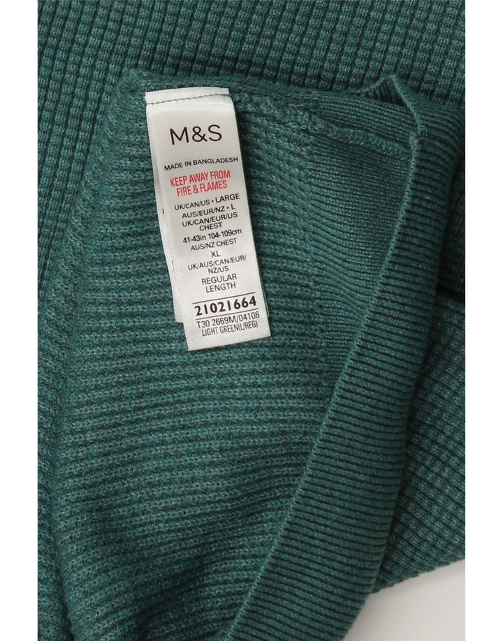 Мужской джемпер с круглым вырезом Marks & Spencer, большой зеленый полиэстер