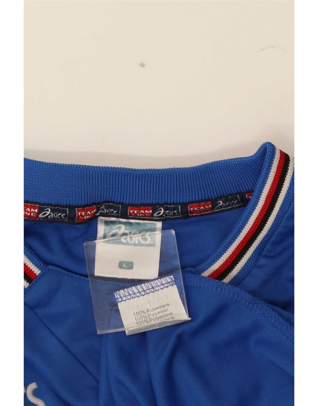 Мужской топ с рисунком Asics из полиэстера с длинным рукавом и большой синей полоской